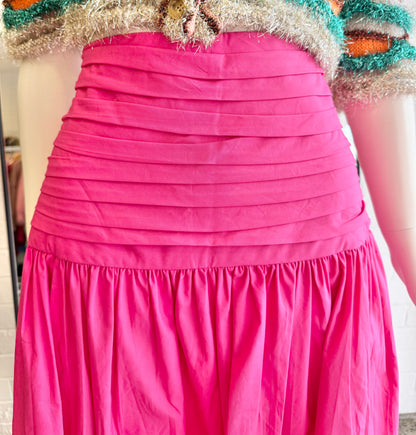 Shona Joy Estela Ruched Midi Skirt in Pink - Size 10