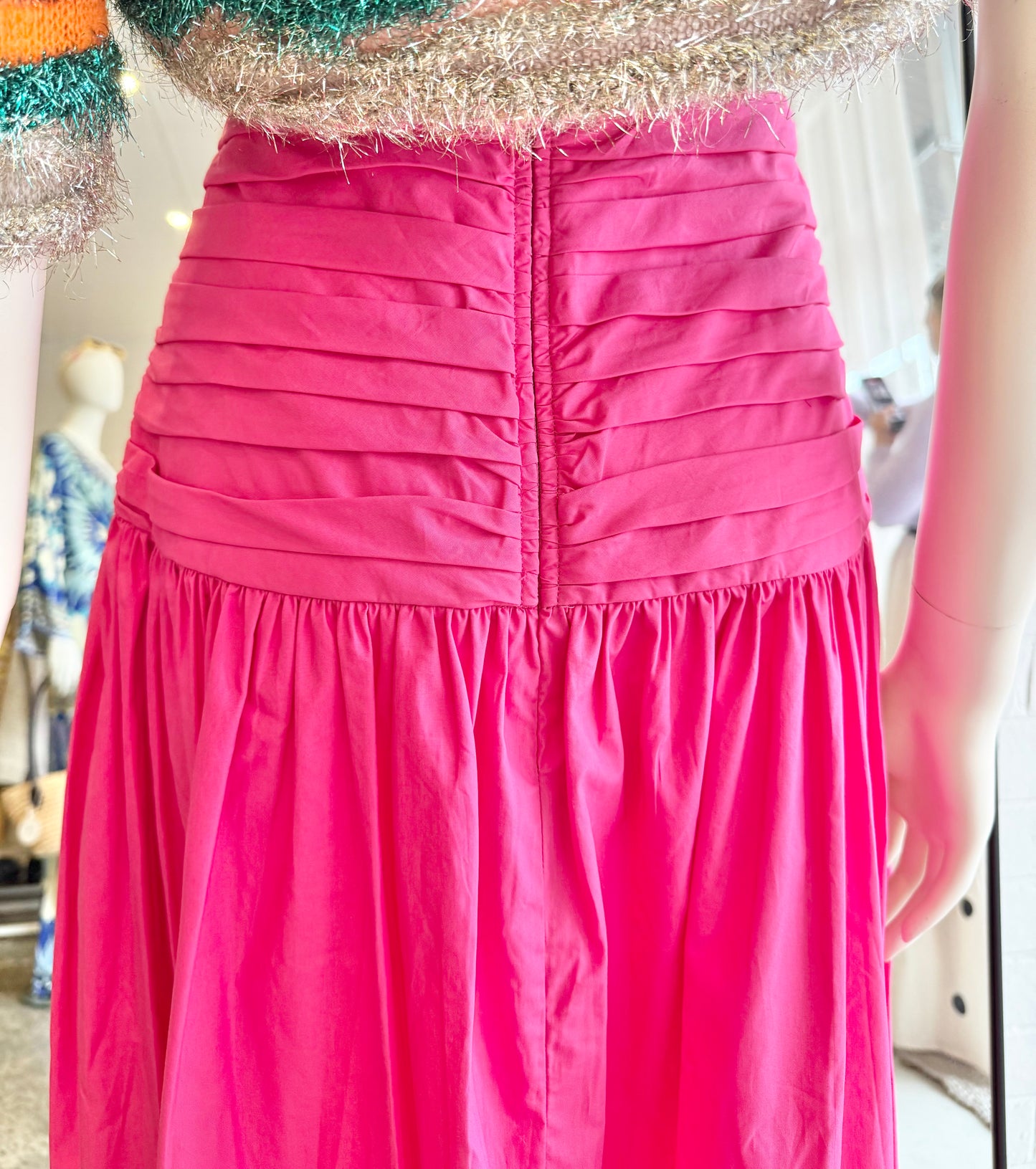 Shona Joy Estela Ruched Midi Skirt in Pink - Size 10