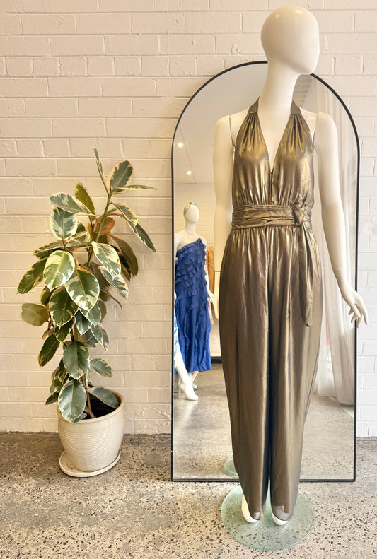 Rachel Zoe Gold Renee Jumpsuit - Size 8