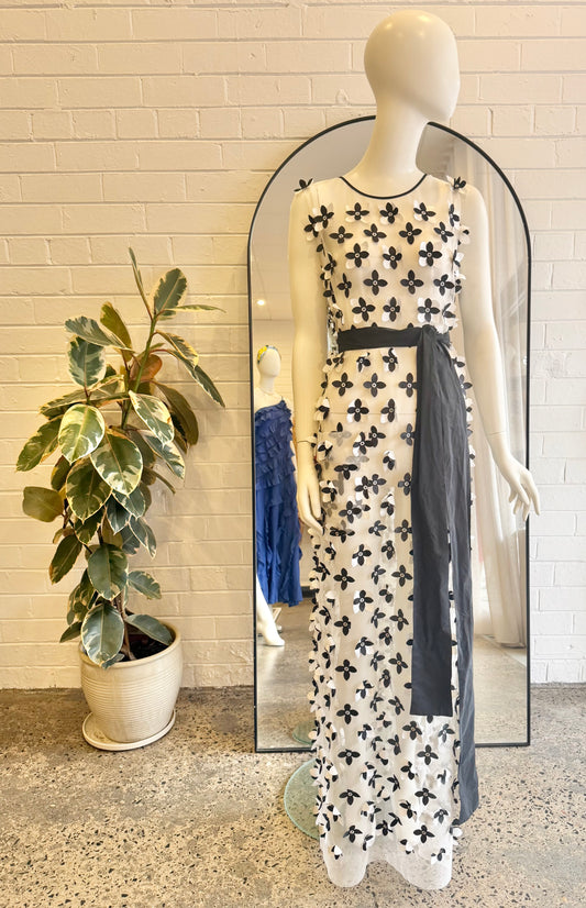 Xenia Design Black and White Floral Maxi Split Tunic - Size M