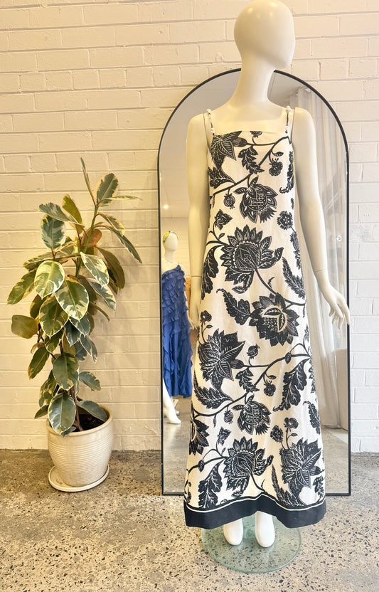 Aje Studio Black and White Carmine Midi Dress - Size 10