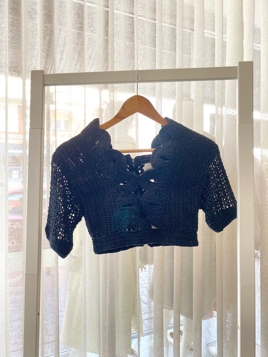 Alice McCall Crochet Crop to in Black - Size 8