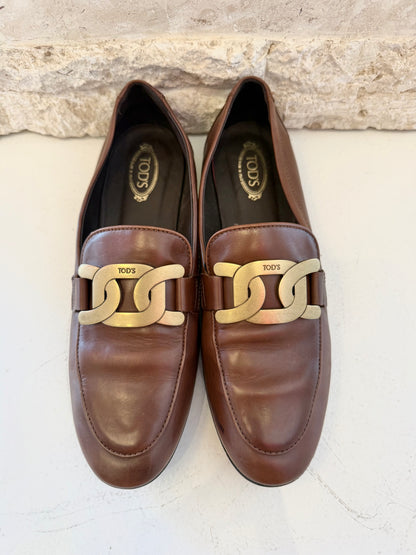 Tods 'Kate' Brown Leather Loafer - Size 37.5