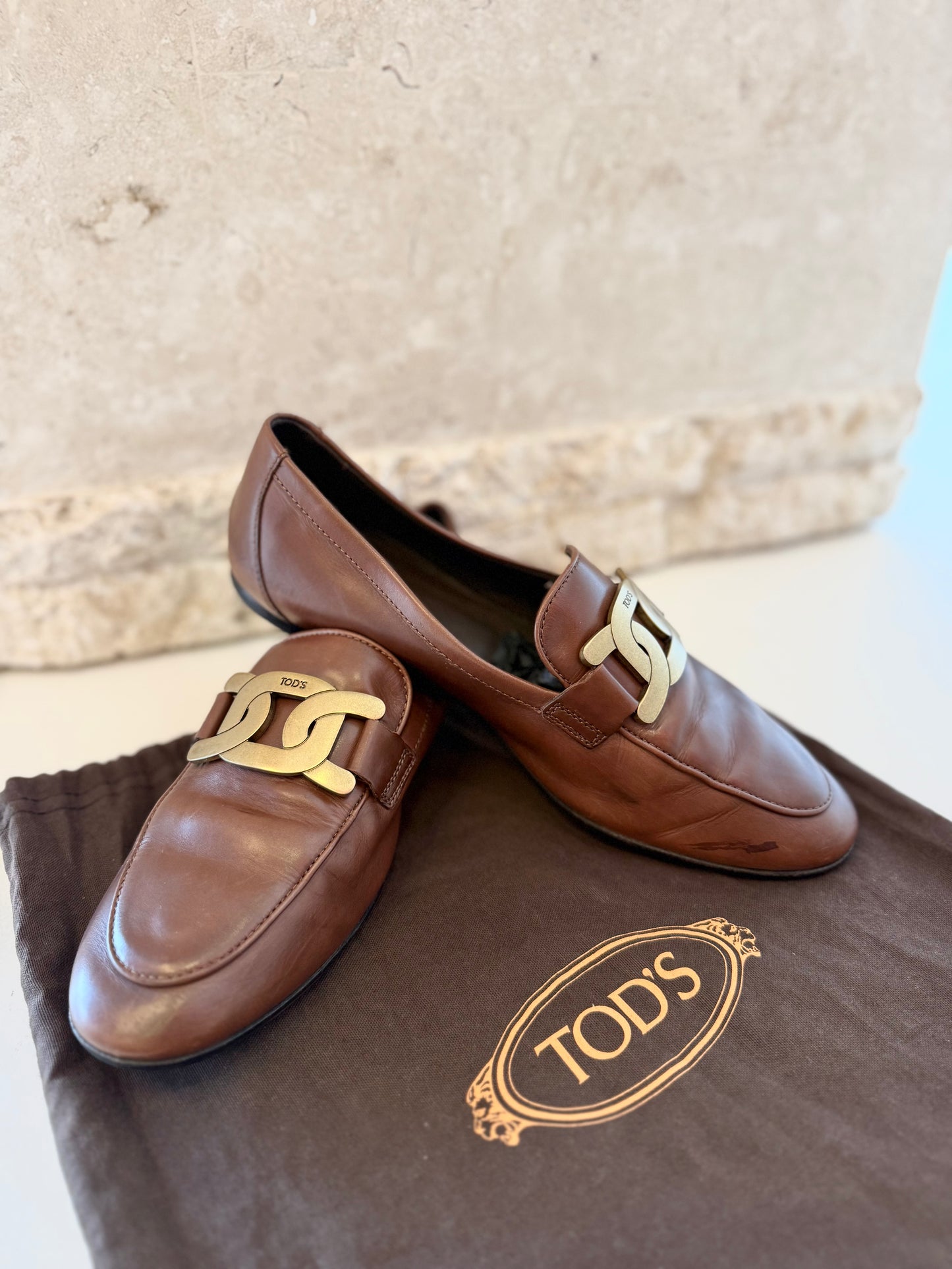 Tods 'Kate' Brown Leather Loafer - Size 37.5