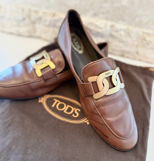 Tods 'Kate' Brown Leather Loafer - Size 37.5
