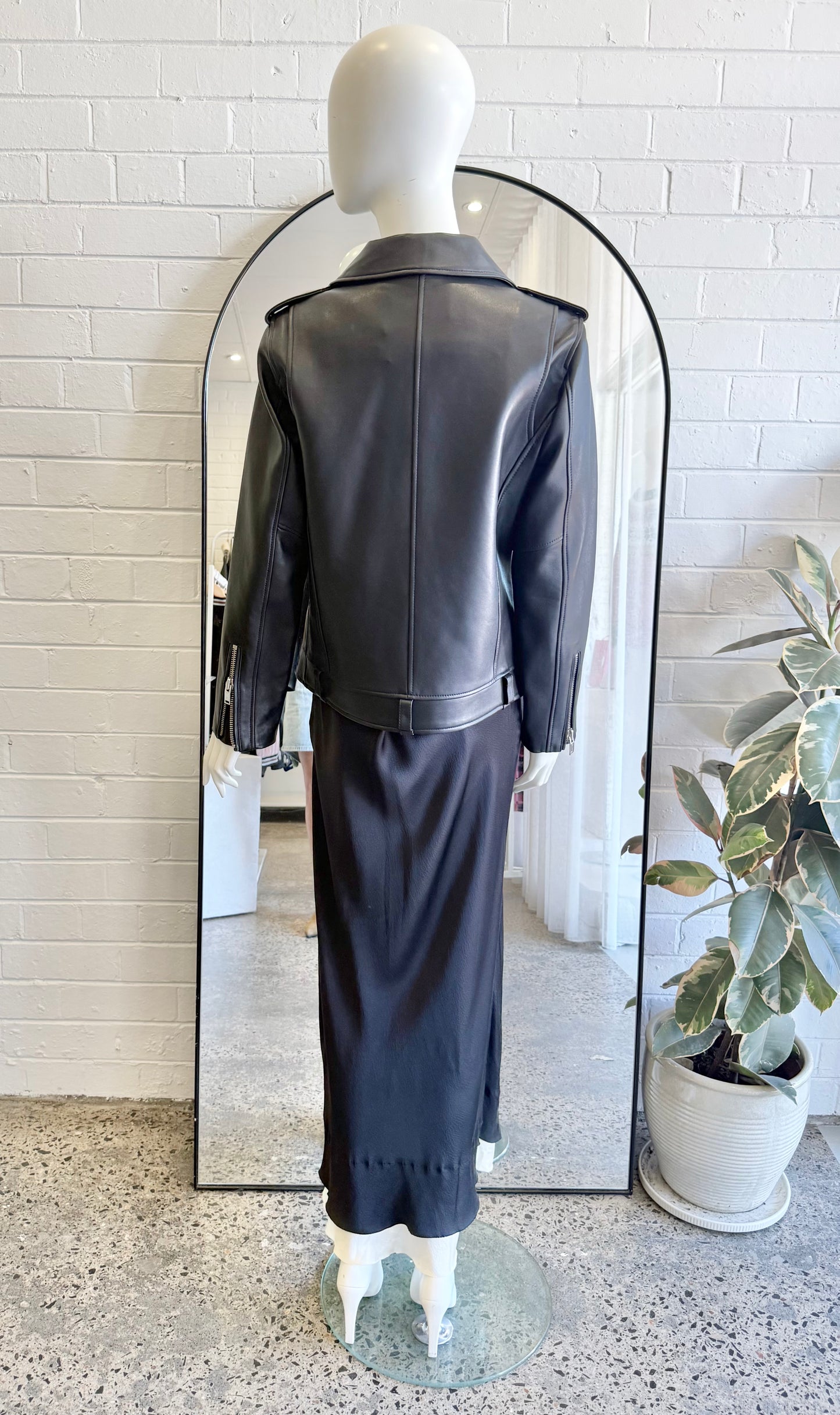 Ena Pelly Black Leather Biker Jacket - Size 6