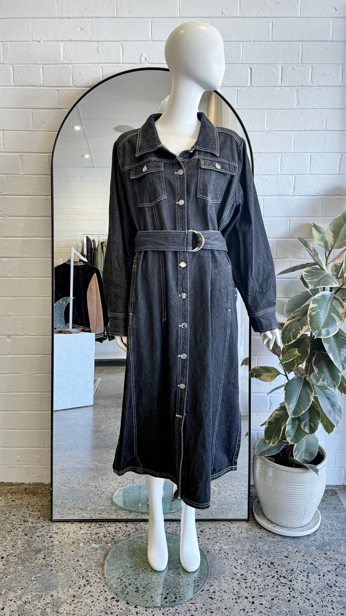 Cooper By Trelise Cooper Black Denim Dressing Around Midi Dress - Size 12 - 14