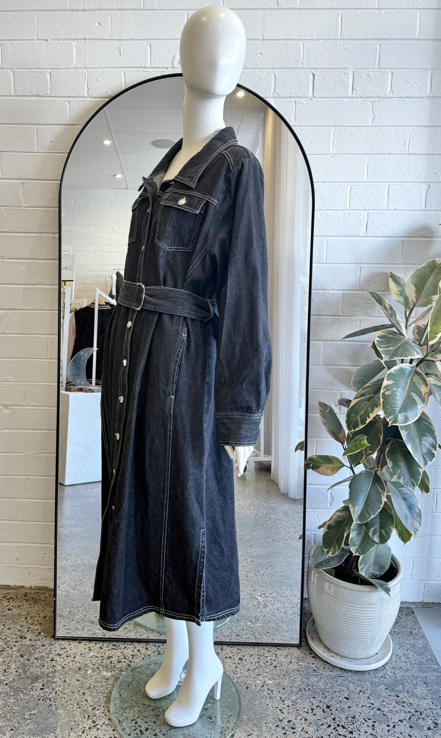 Cooper By Trelise Cooper Black Denim Dressing Around Midi Dress - Size 12 - 14