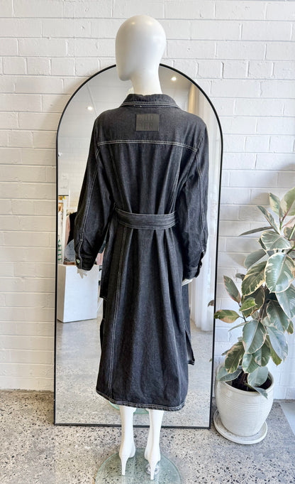 Cooper By Trelise Cooper Black Denim Dressing Around Midi Dress - Size 12 - 14