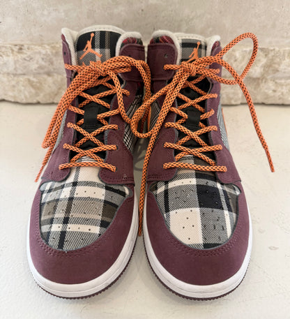 Nike Air Jordan Maroon 1 Plaid Sneaker - Size 6
