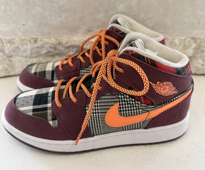 Nike Air Jordan Maroon 1 Plaid Sneaker - Size 6
