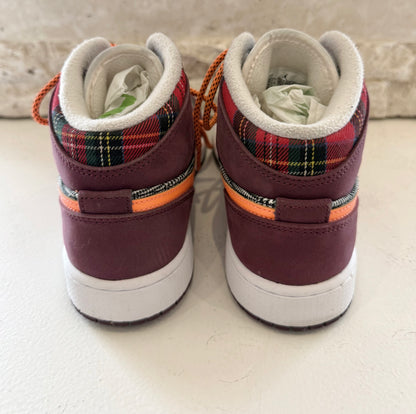 Nike Air Jordan Maroon 1 Plaid Sneaker - Size 6