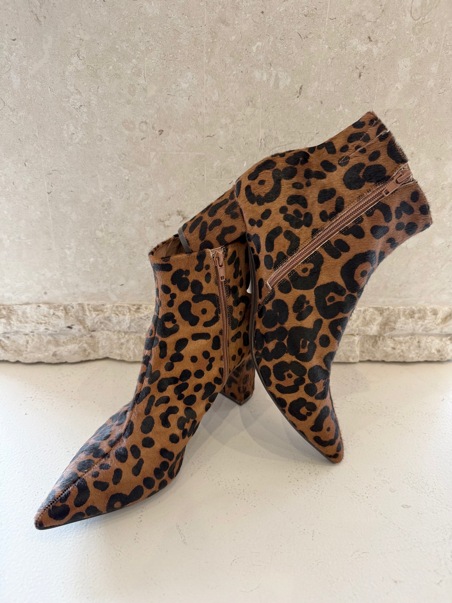 Wittner Leopard Print Pony Hair Ankle Boots - Size 42