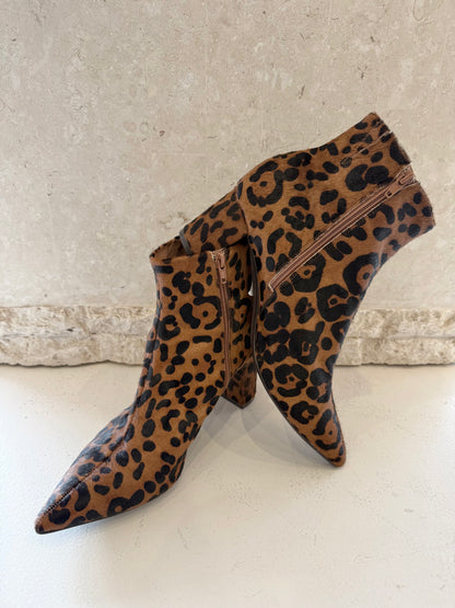 Wittner Leopard Print Pony Hair Ankle Boots - Size 42