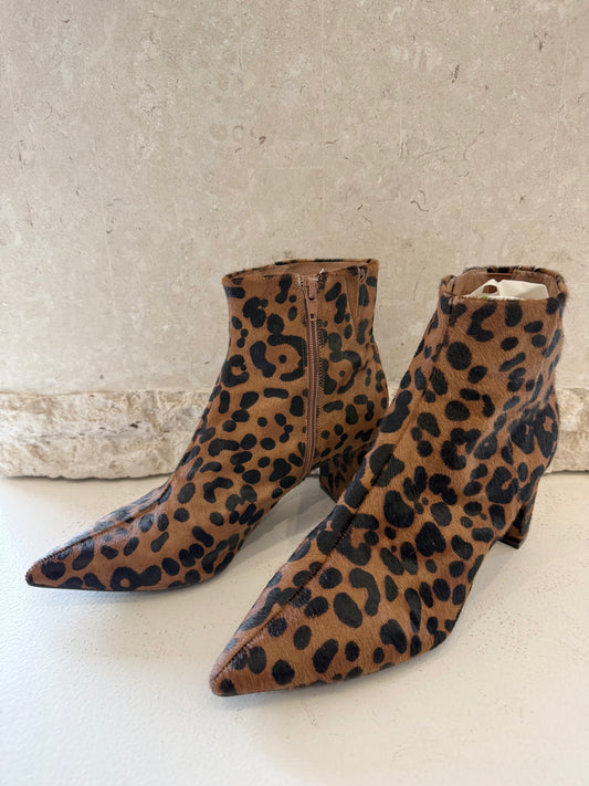 Wittner Leopard Print Pony Hair Ankle Boots - Size 42