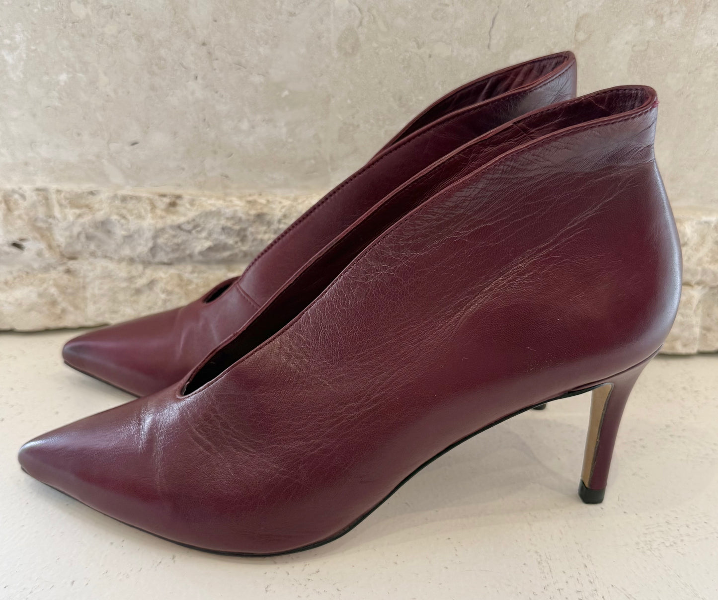 LK Bennett Burgundy Leather Heels - Size 39.5