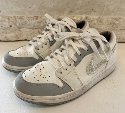 Nike White Sail Soft Pearl Sequins Air Jordan 1 Low Sneakers - Size 6