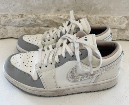 Nike White Sail Soft Pearl Sequins Air Jordan 1 Low Sneakers - Size 6