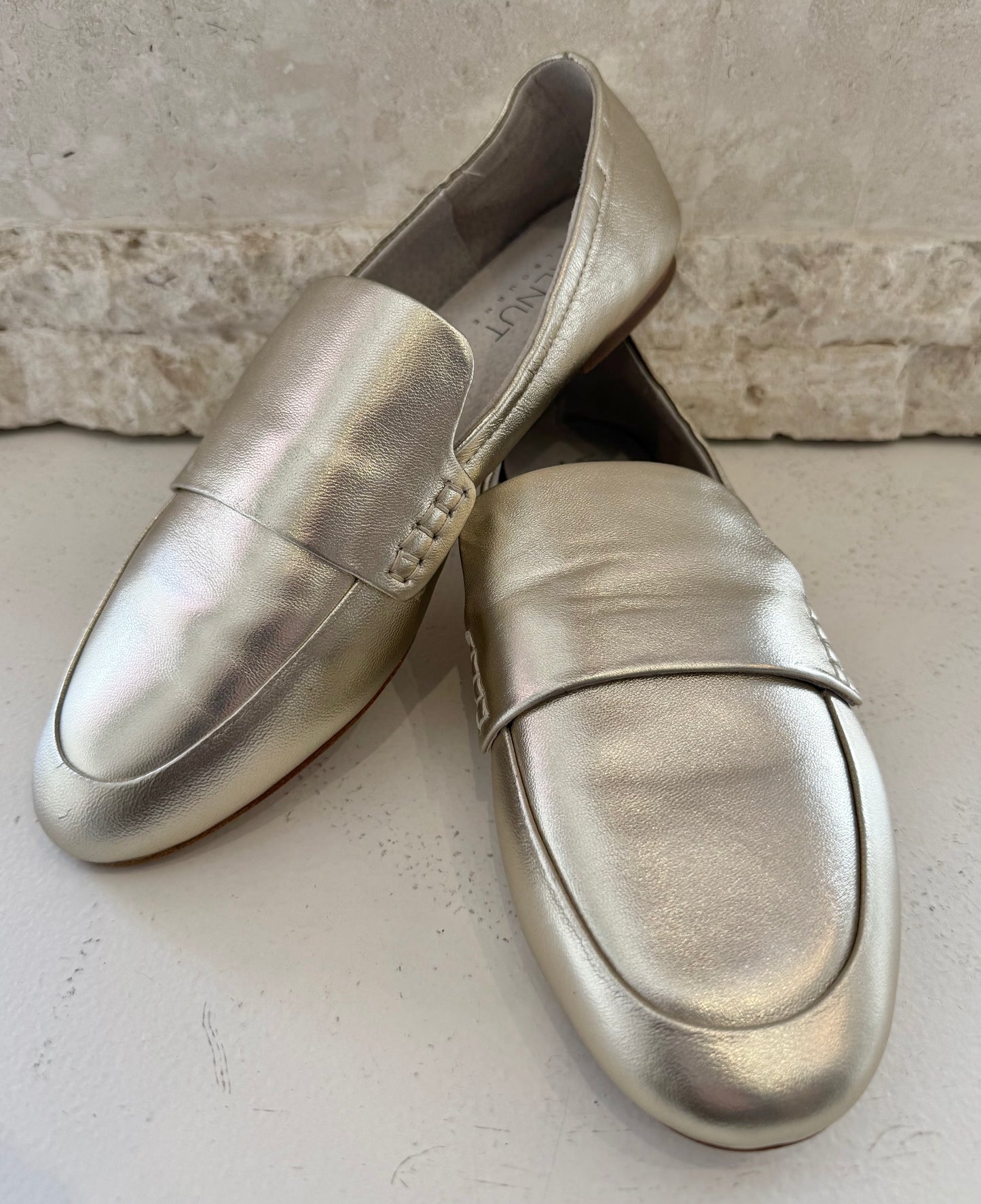 Walnut Melbourne Metallic Gold Leather Leia Loafers - Size 39