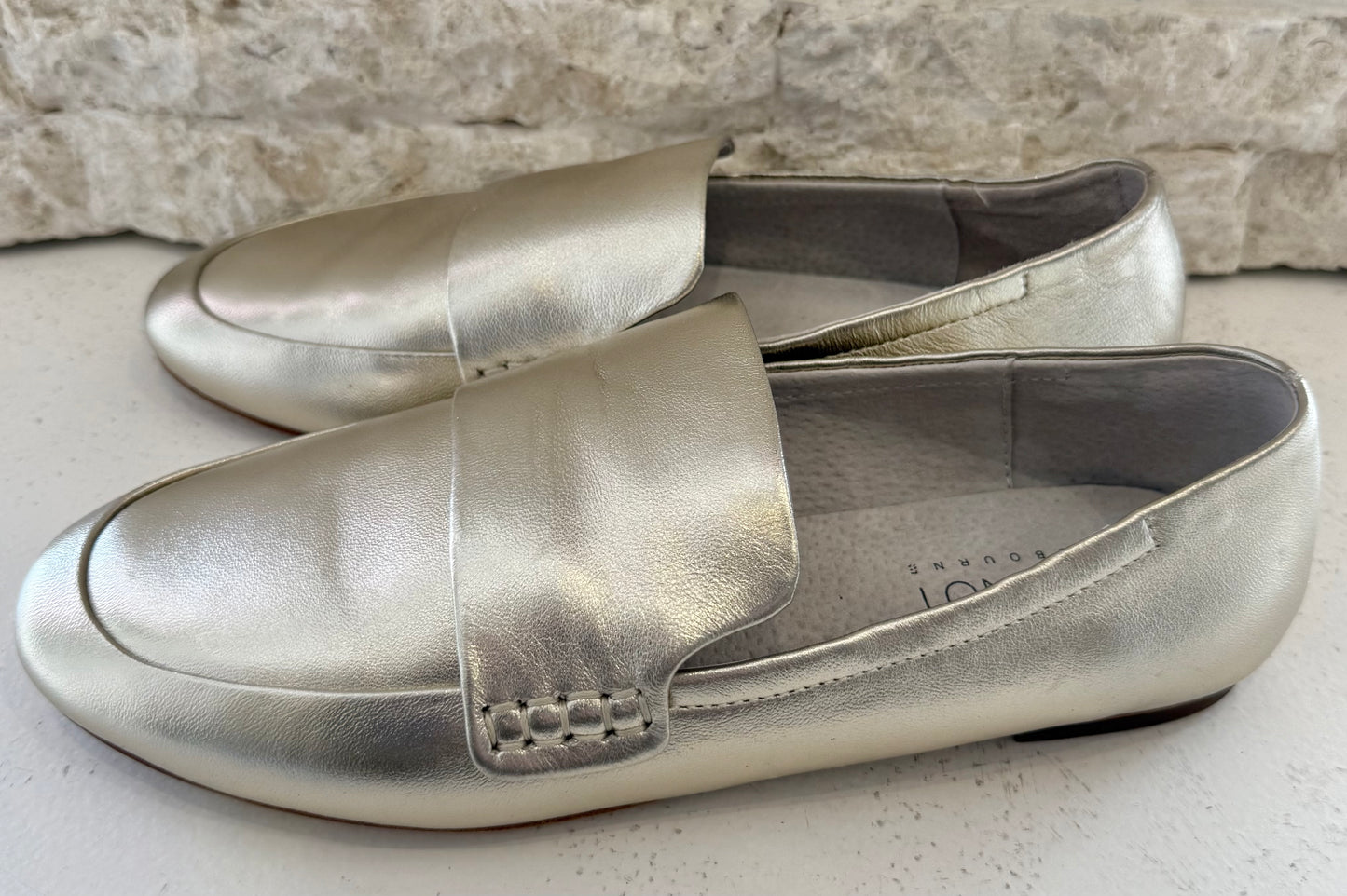Walnut Melbourne Metallic Gold Leather Leia Loafers - Size 39