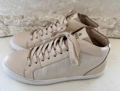 Bared Pink Leather High Top Sneakers - Size 38