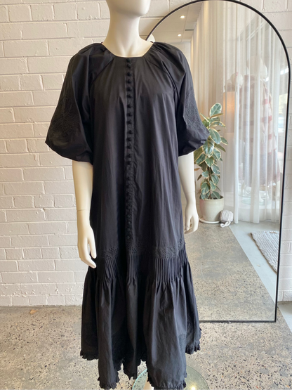 Joslin Midi Smock Dress in Black - Size 12