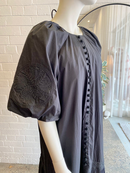 Joslin Midi Smock Dress in Black - Size 12