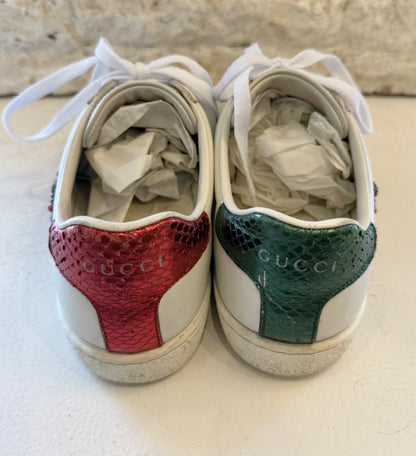 Gucci White Ace Low Top Sneakers - Size 37