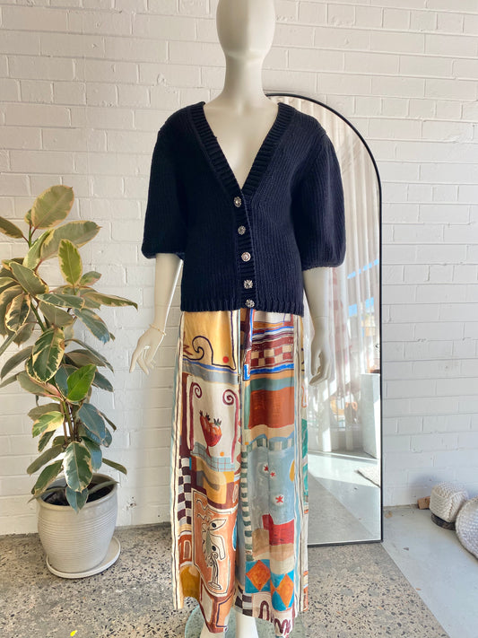 Ba&sh Black Castille Puff Sleeve Cardigan - Size M (10-12)