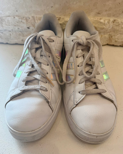 Adidas White Iridescent Grand Sneakers - Size 8.5