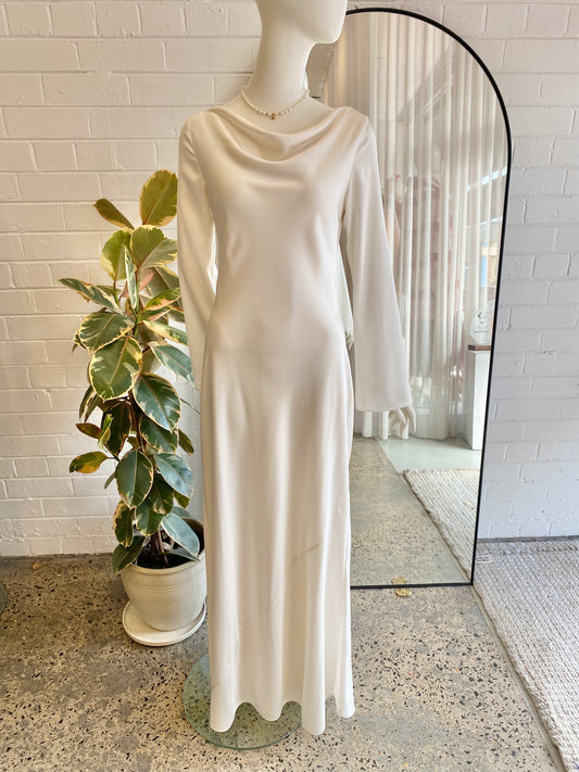 Reformation Ciana Satin Dress in Fior Di Latte - Size US 6 AU 10