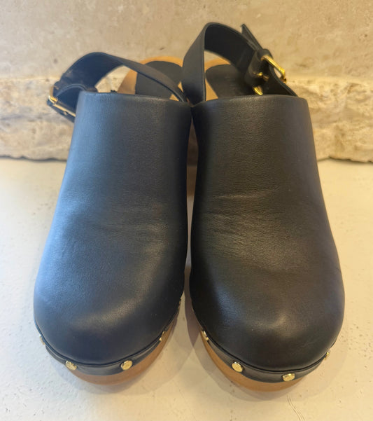 Husk Black Leather Clogs - Size 39