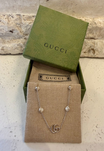 Gucci Silver GG Marmont Mother of Pearl Bracelet
