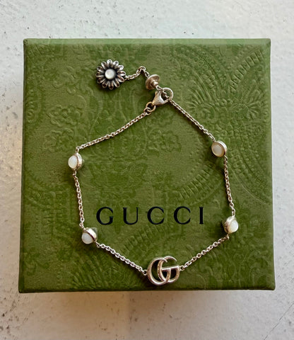 Gucci Silver GG Marmont Mother of Pearl Bracelet