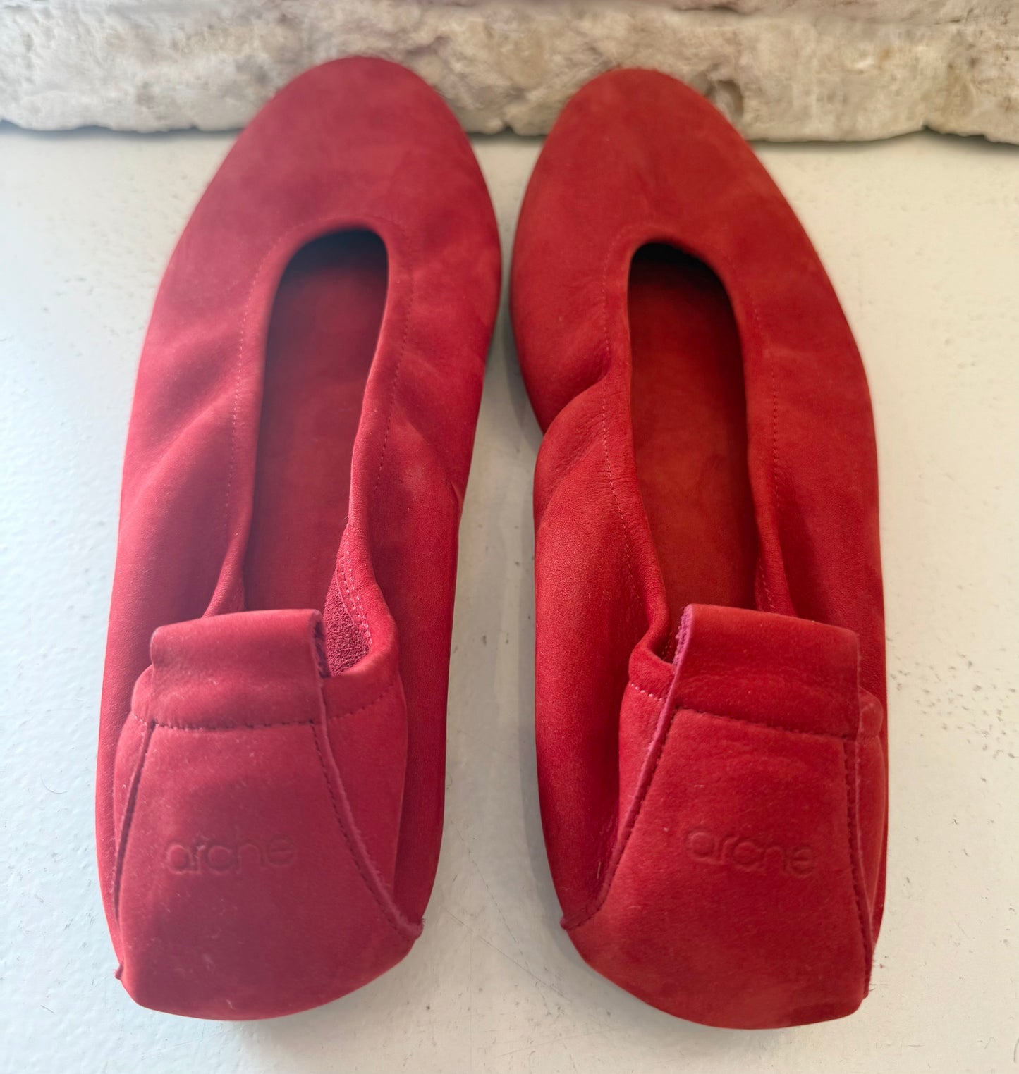 Arche Red Suede Laius Ballet Flats - Size 40