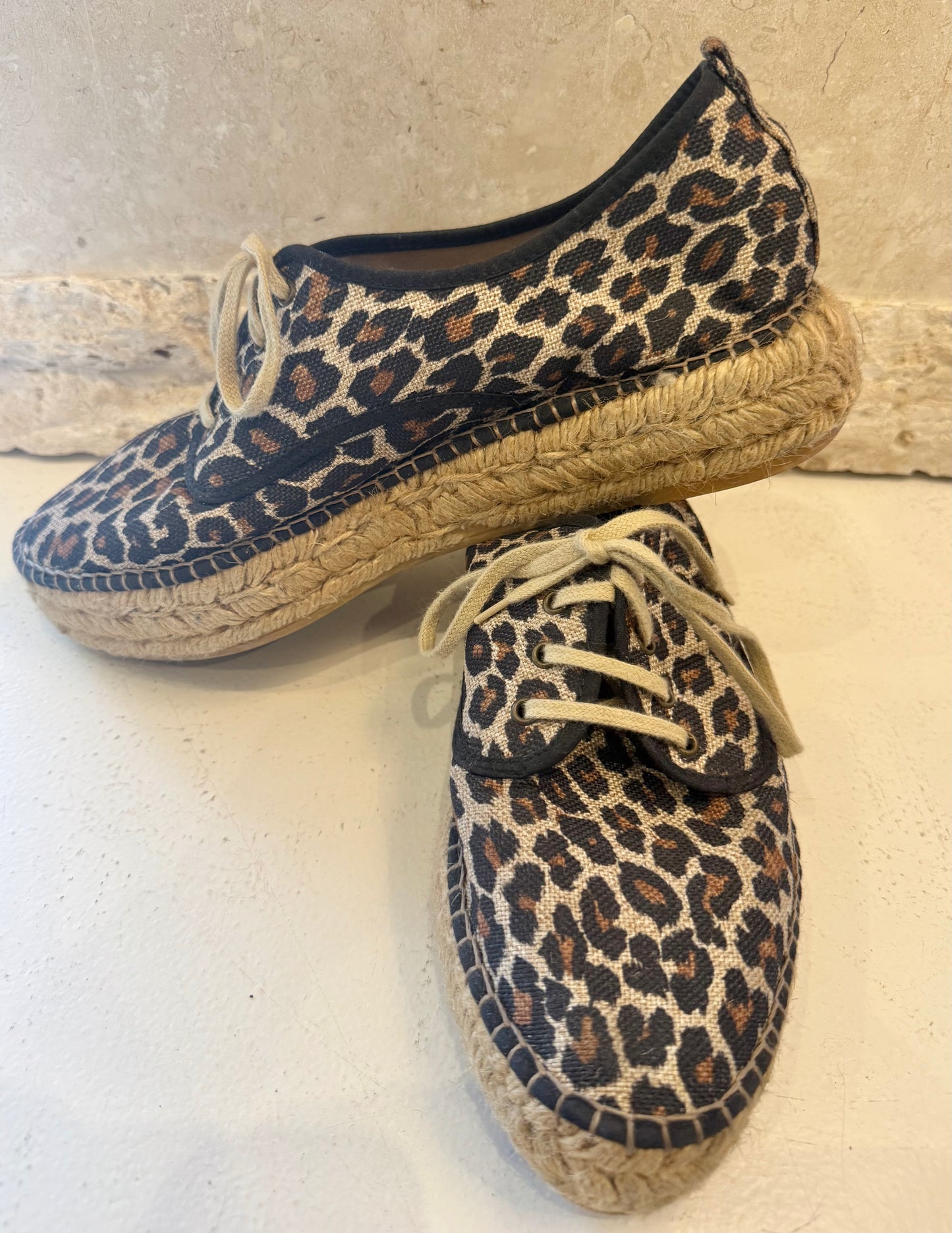 Espadrilles Leopard Print Canvas Shoes - Size 42