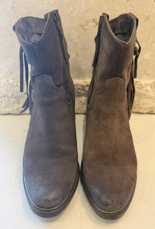 Miz Mooz NYC Charcoal Suede Fringed Boots - Size 37