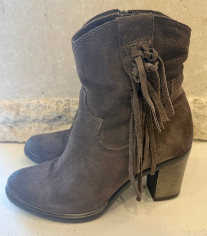 Miz Mooz NYC Charcoal Suede Fringed Boots - Size 37