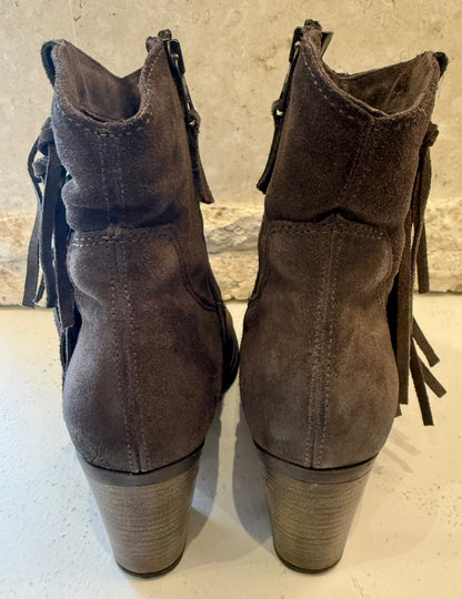 Miz Mooz NYC Charcoal Suede Fringed Boots - Size 37