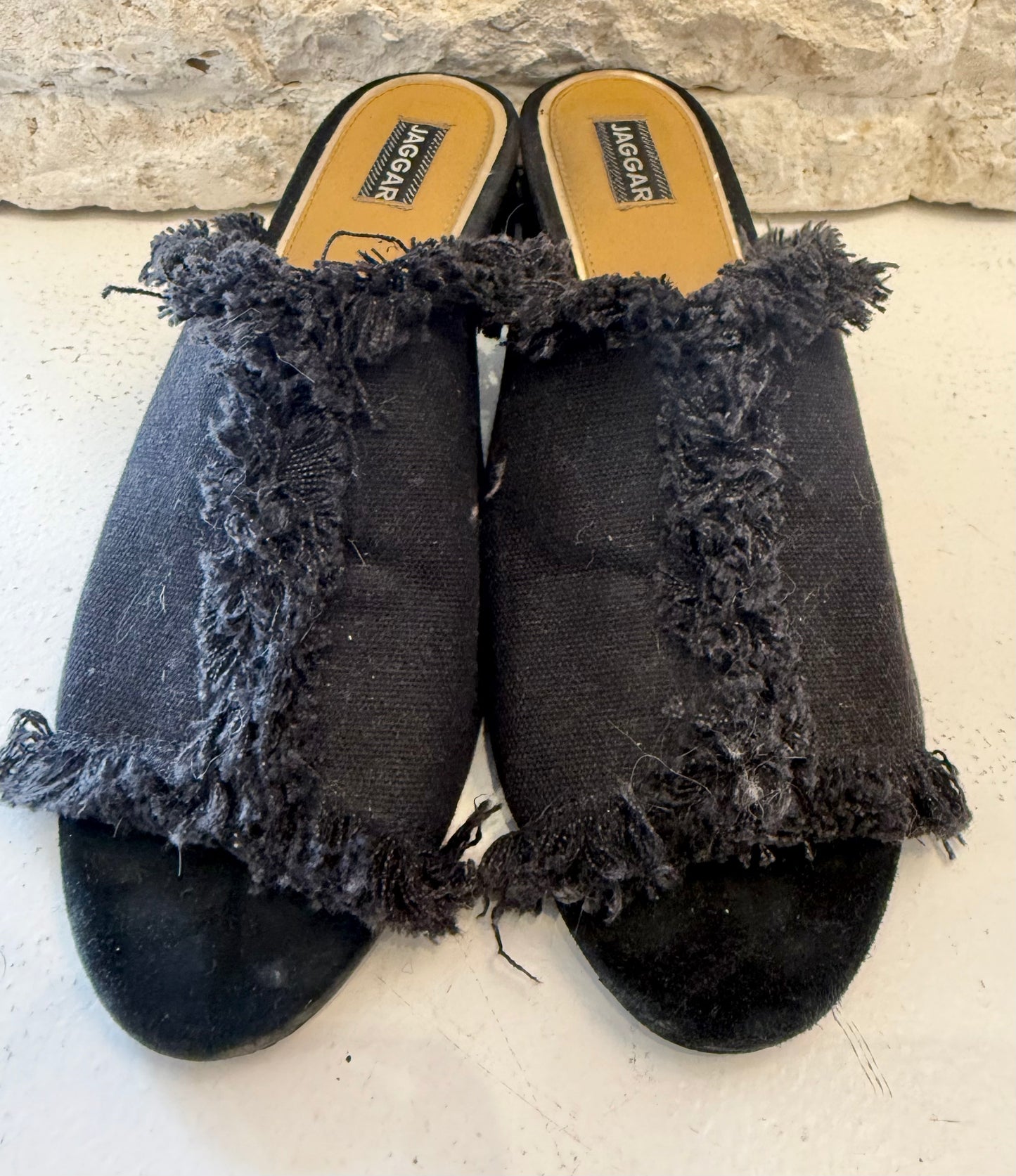 Jaggar Black Denim Mules - Size 38