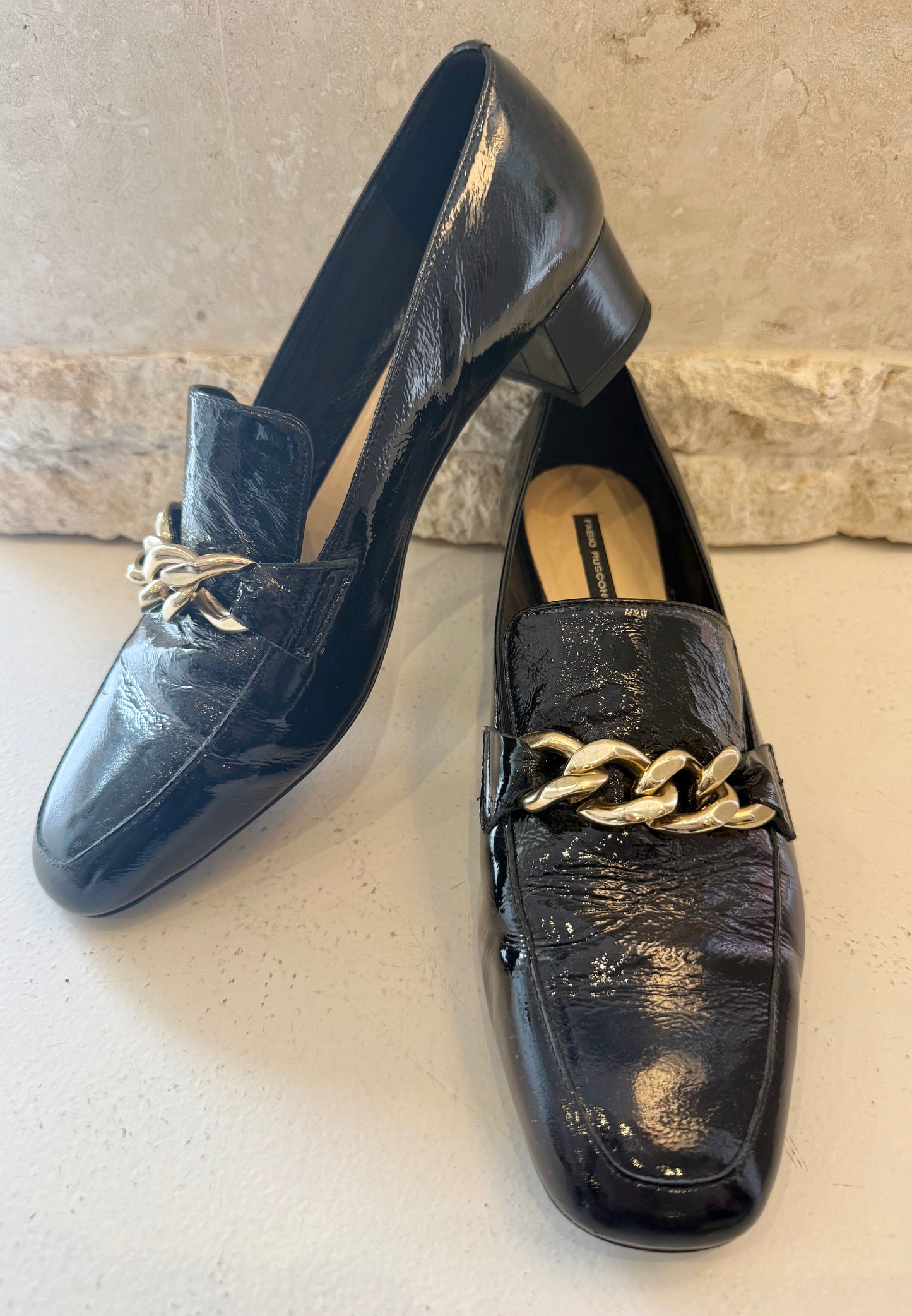 Fabio Ruscan Black Heeled Loafers - Size 41
