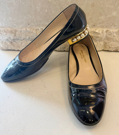 Bianca Buccheri Black Patent Pearl Heels - Size 40
