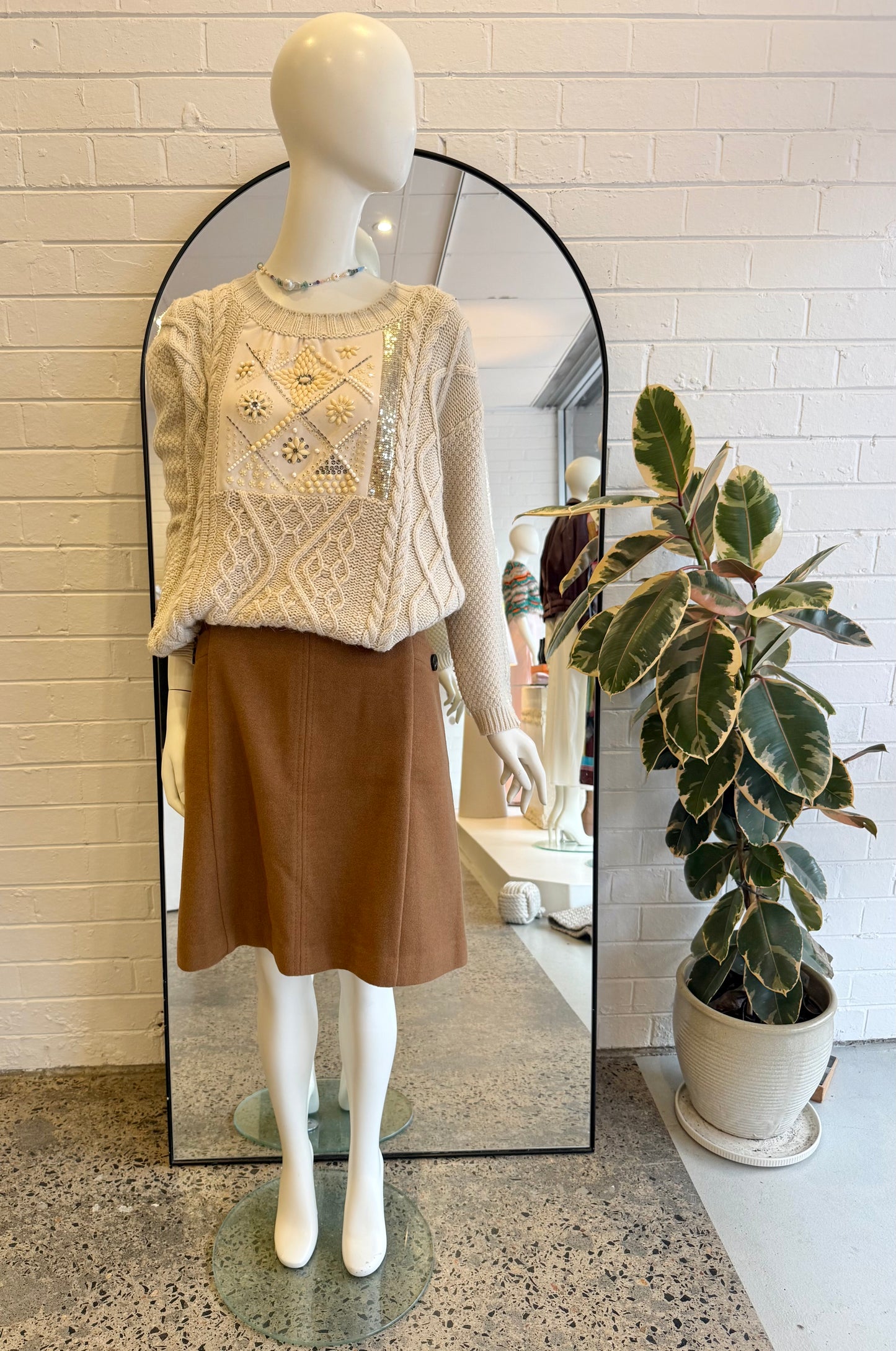 Twinset Simona Barbieri Cream Cable Knit Jumper - Size M