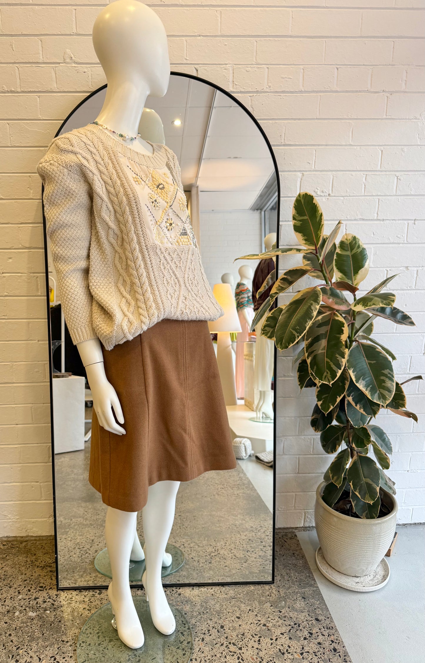 David Lawrence Tan Wool Blend Mini Skirt -Size 12
