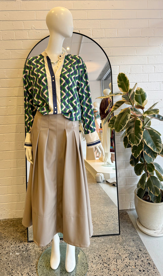 Husk Green and Blue Silk Blouse - Size 8