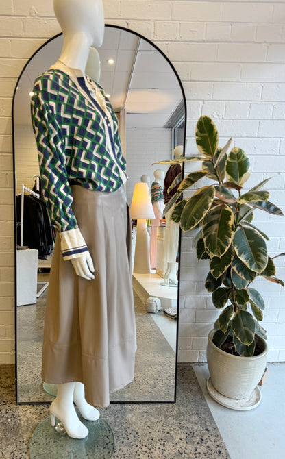 Husk Green and Blue Silk Blouse - Size 8