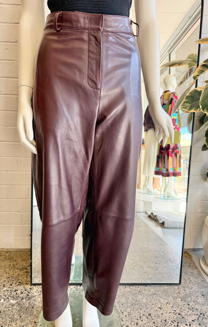 St Agni Burgundy Leather Pants - Size S
