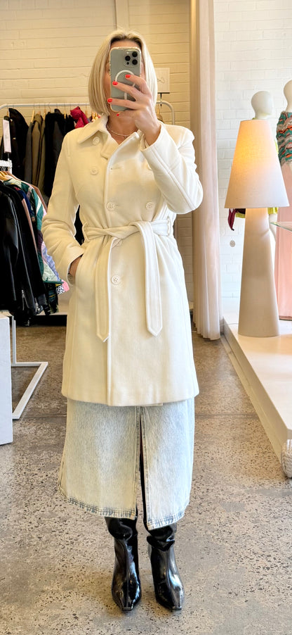 DKNY Winter White Wool Blend Coat - Size US4 / AU8