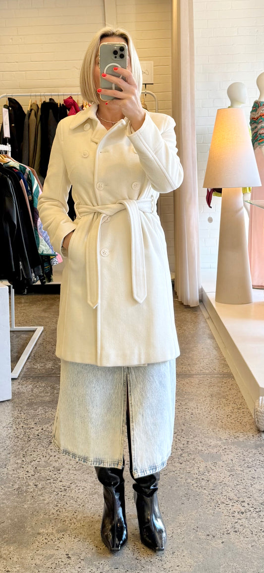 DKNY Winter White Wool Blend Coat - Size US4 / AU8