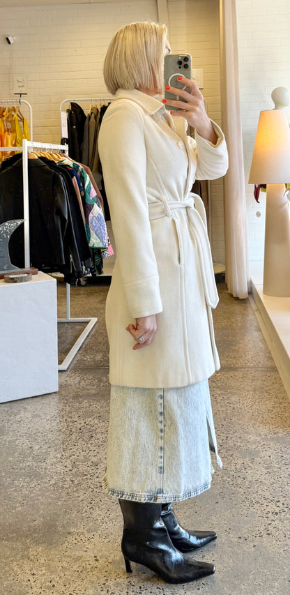 DKNY Winter White Wool Blend Coat - Size US4 / AU8